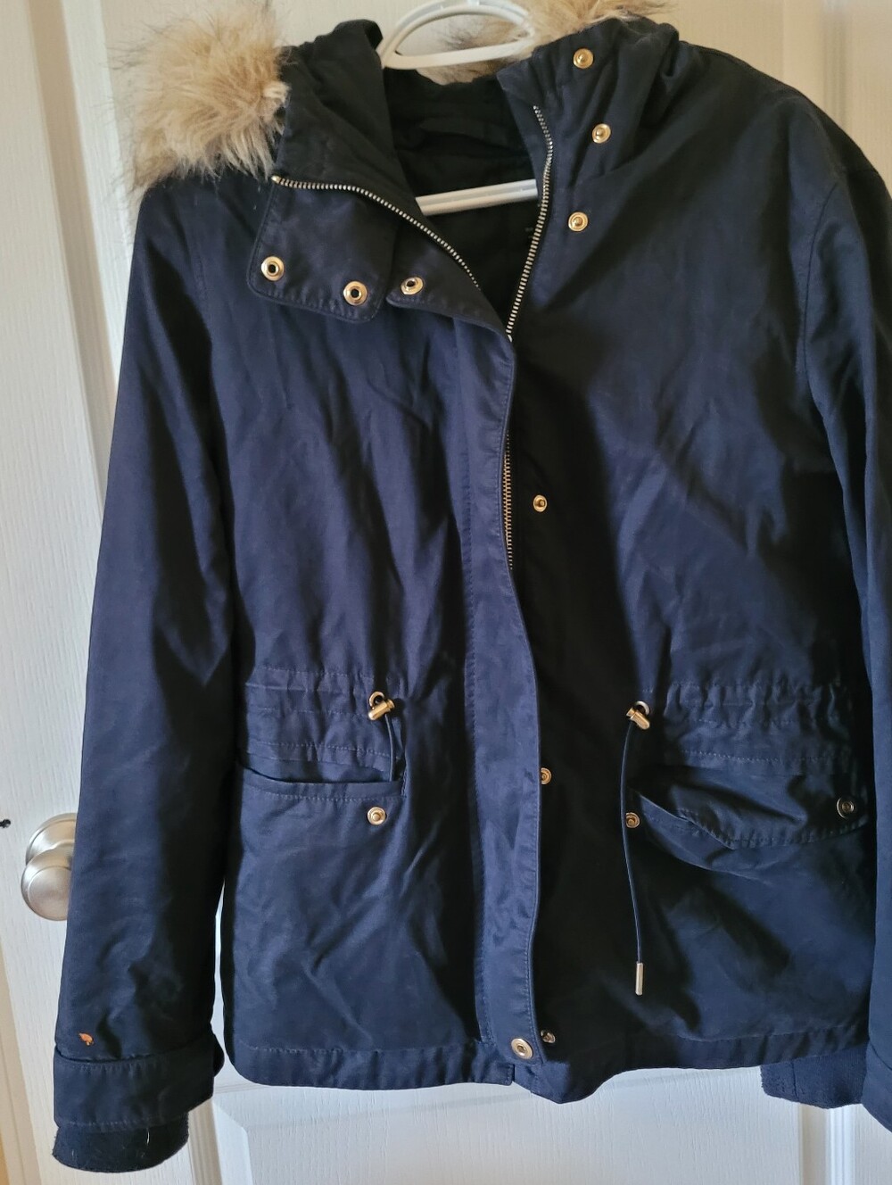 ZARA Outerwear Navy Blue Winter Jacket